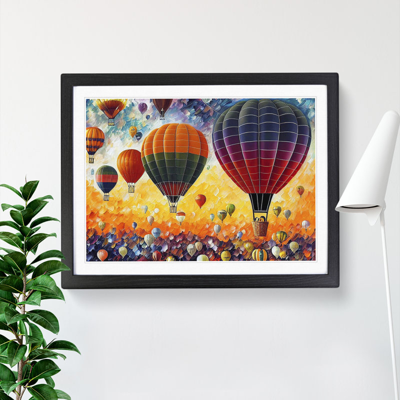 XH1022-6631X Hot Air Balloons Vol.1 Abstract - Single Picture Frame Painting, Black, 25cm H x 34cm W x 2cm D