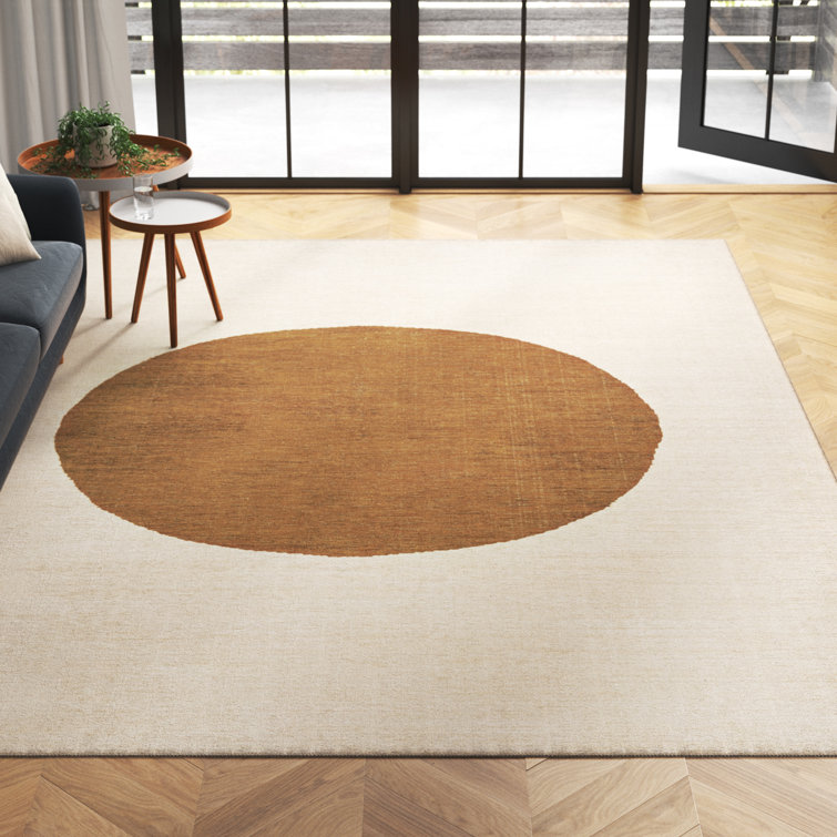 Cirkel Minimalist Geometric Dot Machine-Washable Cream/Terracotta Rug