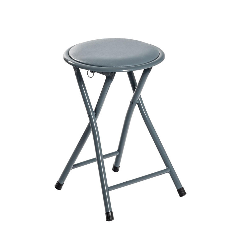 Padded Folding Stool, Grey