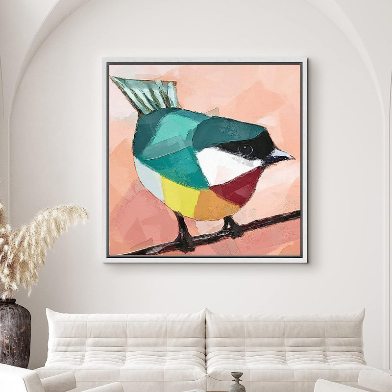Sarcelle, rouge, orange, pinson, reproduction d'art sur toile, H 16 po x l 16 po x P 1,5 po