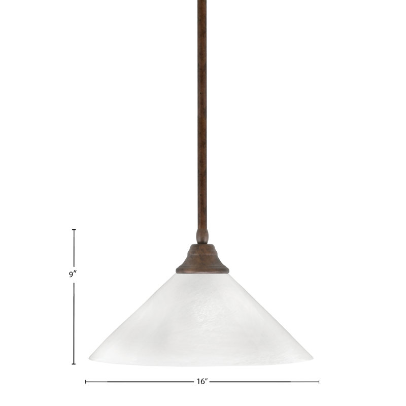 Luminaire suspendu à n'importe quelle tige, Bronze foncé , Blanc givré, H 9 po x l 16 po x P 16 po