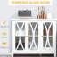 Buffet blanc, avec portes en verre géométriques, buffet élégant avec rangement blanc
