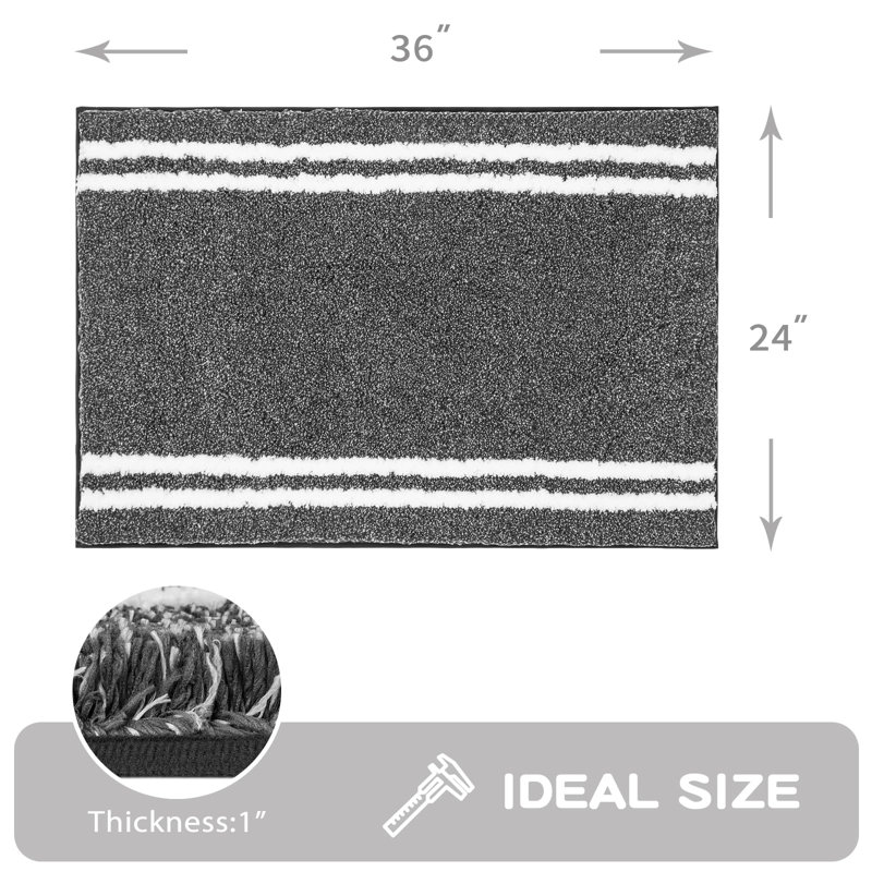 Non-Slip Bathroom Rug - Super Absorbent & Quick Dry Shaggy Microfiber Bath Mat, Machine Washable Plush Throw Rug, Charcoal