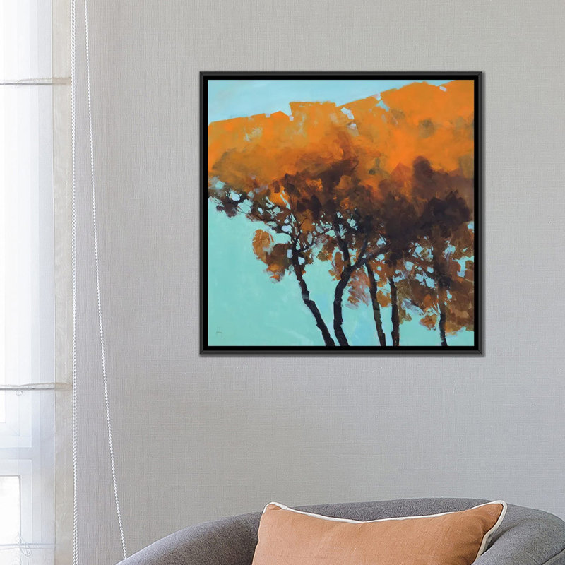 'Five Trees' Painting Print on Canvas, 18" H x 18" W x 1.5" D, Black Framed Canvas, No Mat
