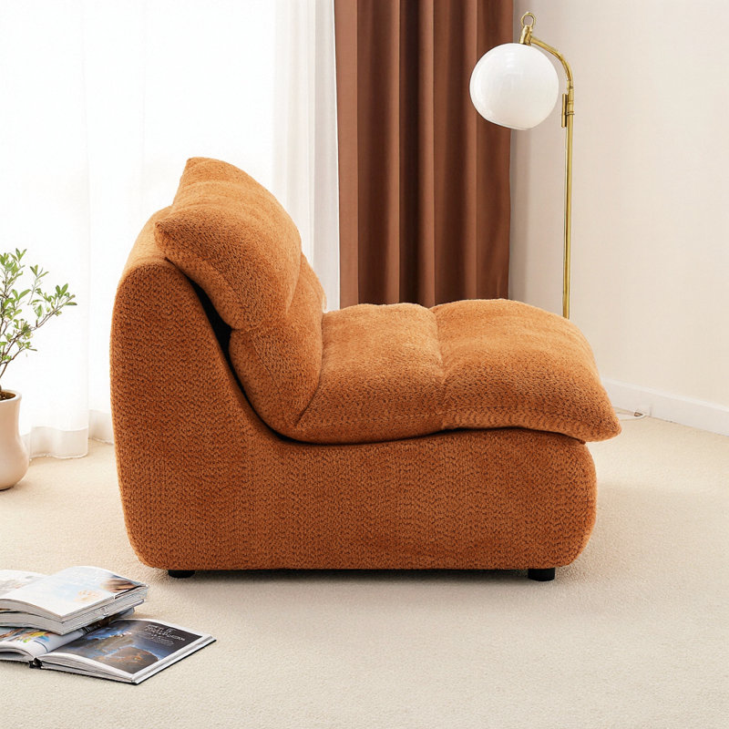 Fauteuil ergonomique d'appoint - Confort moelleux pour les salons, les chambres et les bureaux | Structure légère, Orange