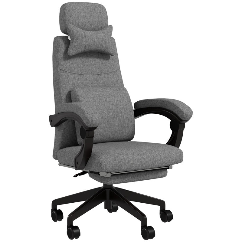 Office Chair with Headrest, Grey, White