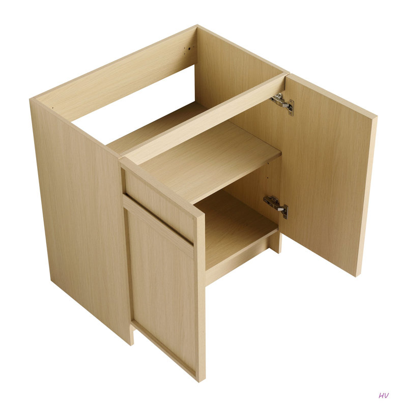 Meuble-lavabo autoportant de 30 po avec lavabo en résine et 2 portes d'armoire à fermeture en douceur ((KD-PACKING), 30"