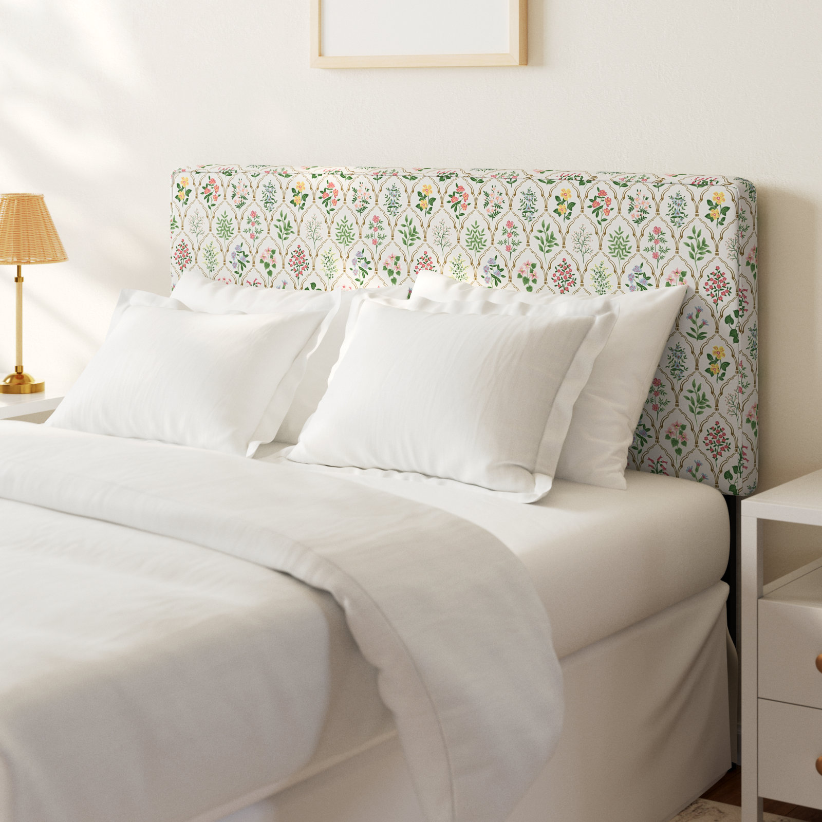 Rifle Paper Co. x Cloth & Company Elly Headboard, Queen, Rpc Hawthorne Multi Linen