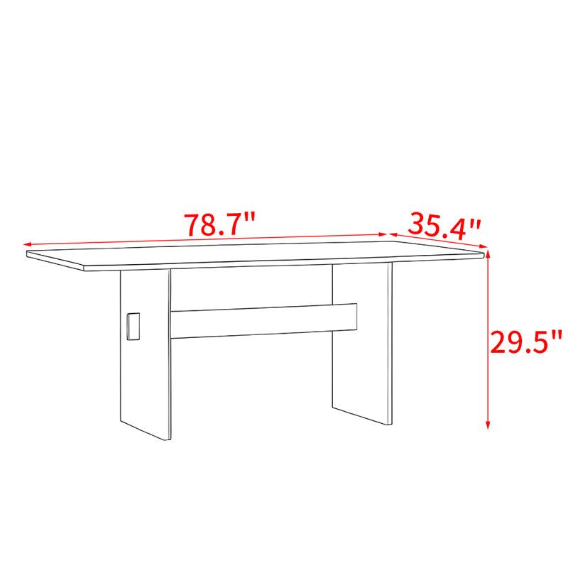 Nordic style solid wood dining table, Walnut, 29.5"H x 78.7"L x 35.4"W