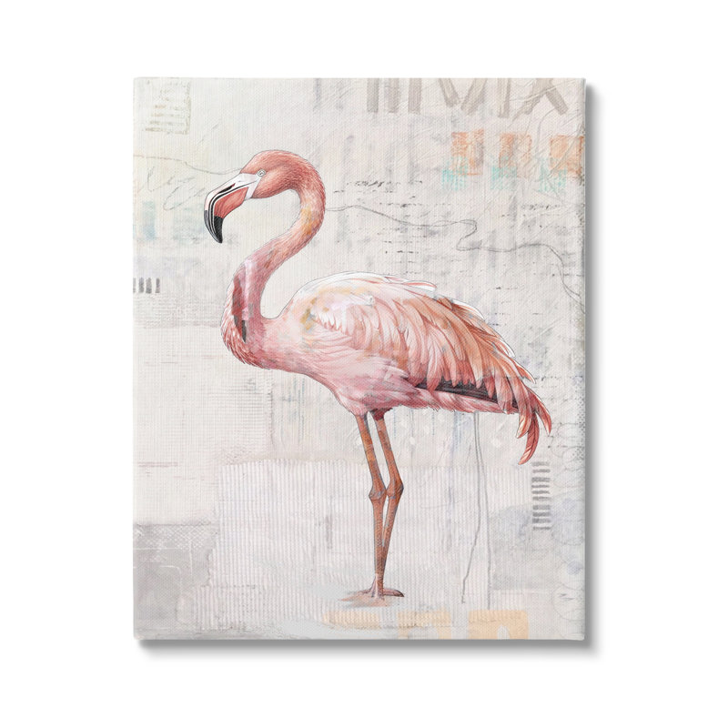 «Flamingo Collage Portrait on Canvas» par Karen Smith, reproduction, H 40 po x l 30 po x P 1,5 po