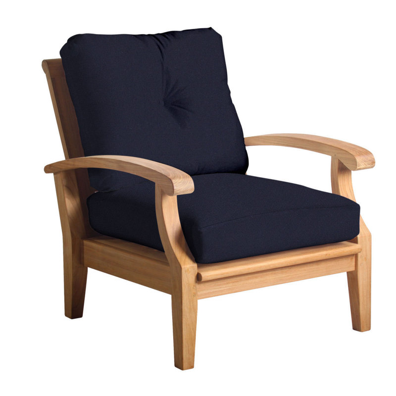 Chaise de jardin d'extérieur avec repose-pieds Cayman Kimonie, Sunbrella® bleu marine, Oui