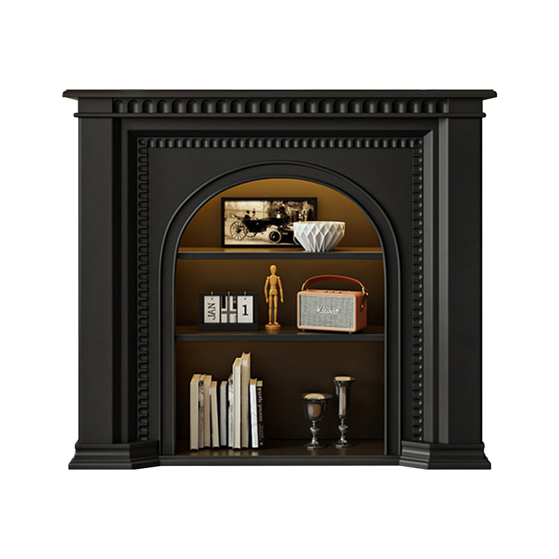 Black Manufactured Wood Electric Fireplace