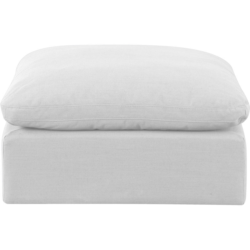 Itala Upholstered Modular Ottoman, White Linen Textured Fabric