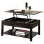 Table basse à plateau relevable noir avec rangement pour télécommandes et plus de tablettes rectangulaires