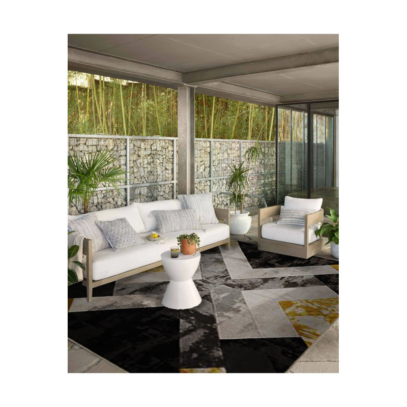 Tapis jaune à motif géométrique jaune, Tapis de couloir 3 pi 3 po x 6 pi 7 po inclus