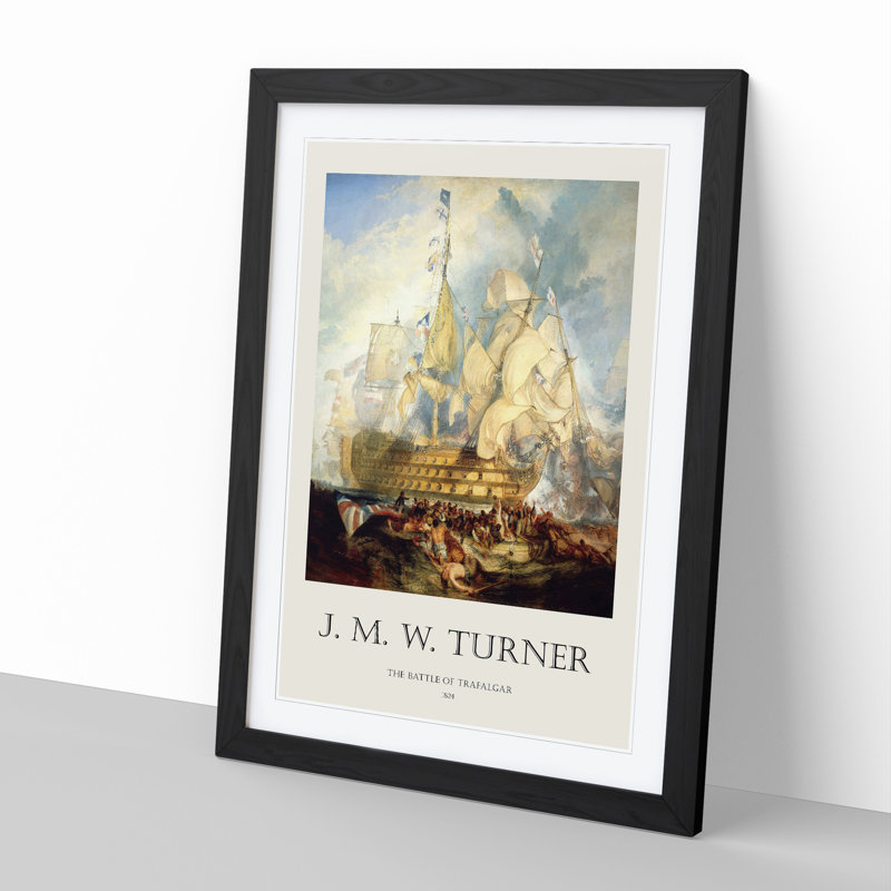 The Battle of Trafalgar by Joseph-Mallord William Turner - Picture Frame Painting, 48cm H x 36cm W x 2cm D, Black Framed