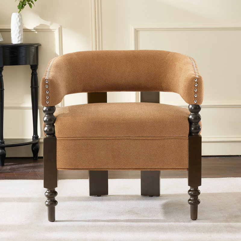 Barrel Upholstered Armchair, Brown