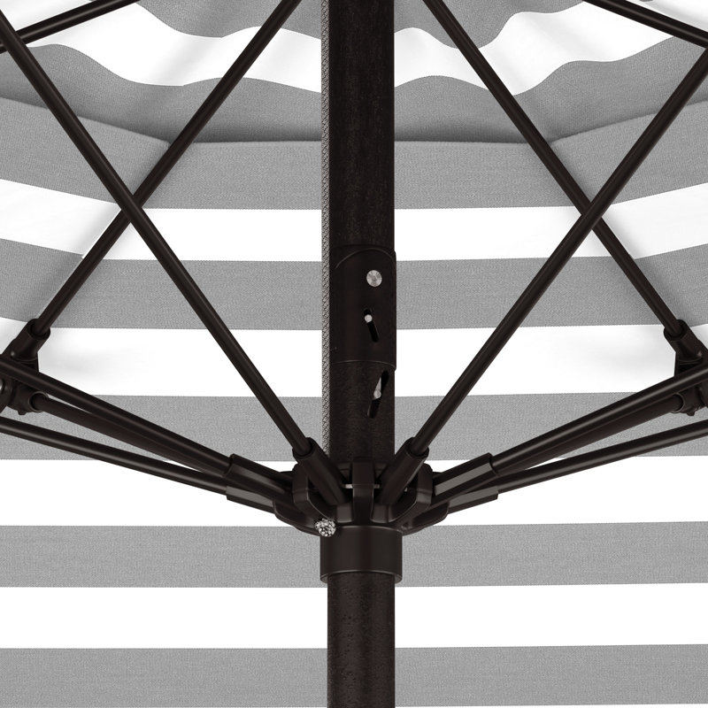 Parasol de marché 7 pi 5 po Bala, Rayure Cabana grise / blanche