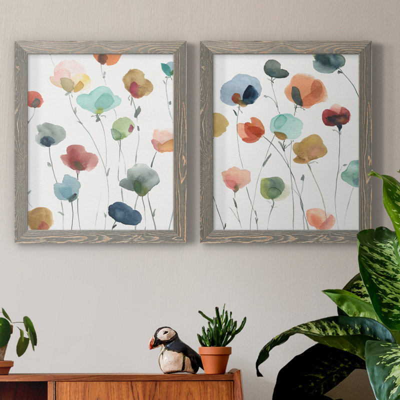 «Lollipop Garden I», ensemble de 2 impressions, Toile encadrée, H 24 po x l 36 po, Gris