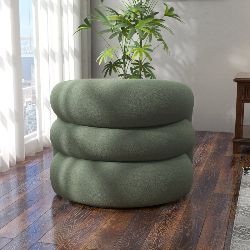 Upholstered Swivel Barrel Chair, Green