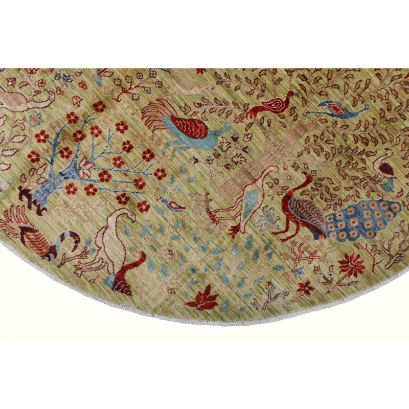 High-Quality Hand-Knotted Camel And Red Area Rug