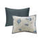Édredon pour grand lit 7 pièces en coton bleu - Accentué avec envers foncé et broderie de coquille de coquillage de taille assortie 200Tc