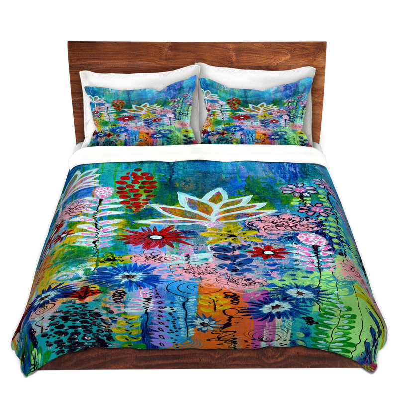 Polyester Floral Duvet Cover, 1 Queen Duvet Cover + 2 Standard Shams