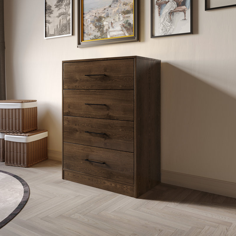 4 Drawers Chest , Walnut