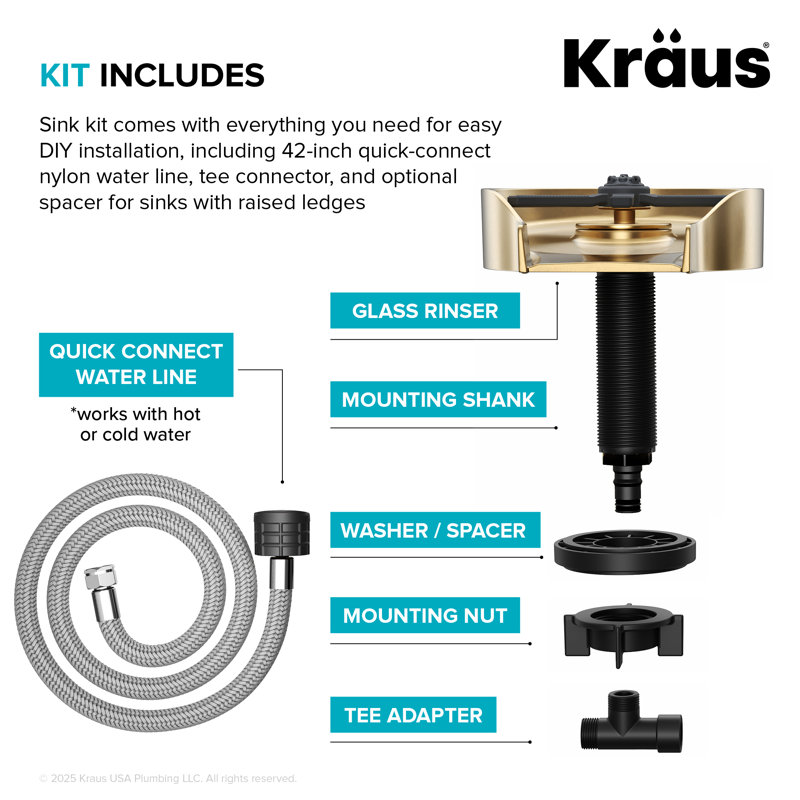 KRAUS Cleanmate Glass Rinser For Kitchen Sink In Spot-Free , Brushed Brass