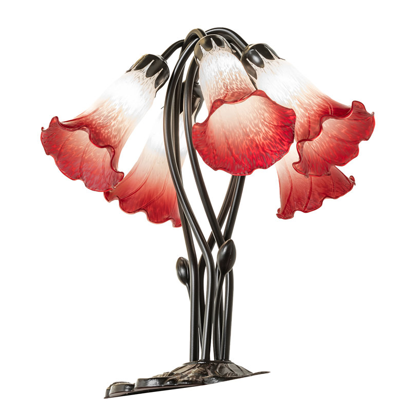 Tiffany Table Lamp, In-Line, Pink/White