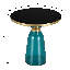 Table de bout ronde 19 po avec plateau en verre fritté et bordure en or brossé et base en verre trempé-109375855-125120047