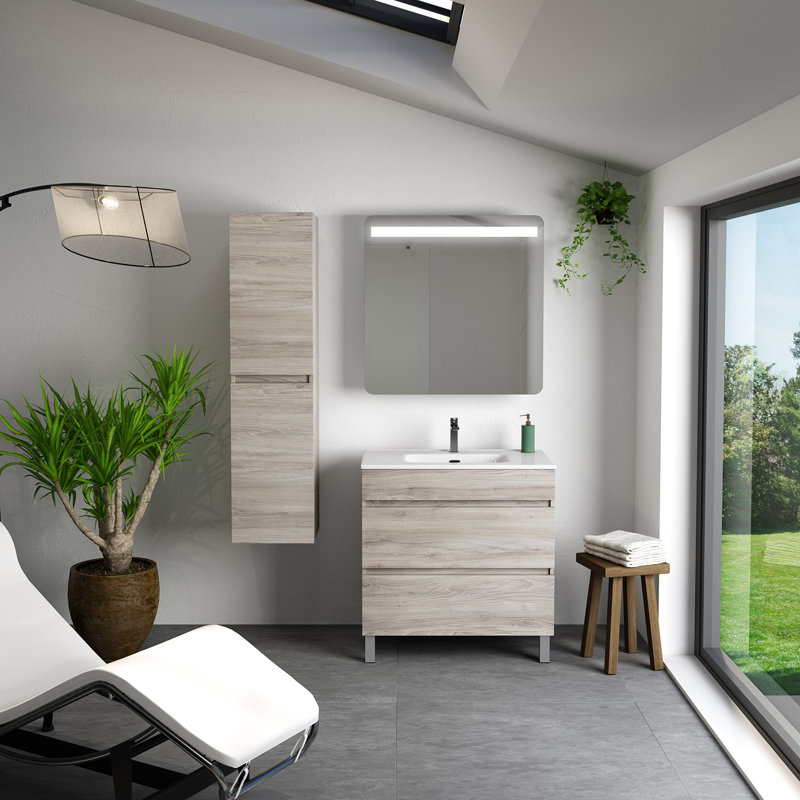 Rangement pour salle de bain Menta, Pin gris