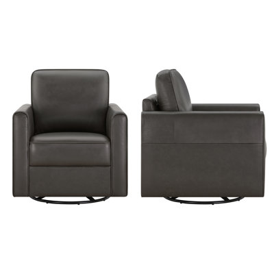Chaise d'appoint pivotante en cuir véritable Weston (ensemble de 2)