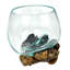 Vase en terre cuite et pot de terrarium décoratif en verre et fond brun Gamal Crescentina - 4-5 pouces de long, large et haut