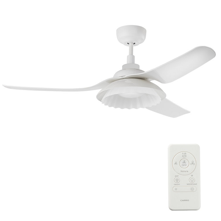 Luisiana 52 In. Indoor/Outdoor White Smart Ceiling Fan, Dimmable LED Light And Remote, Works With Alexa/Google Home/Siri