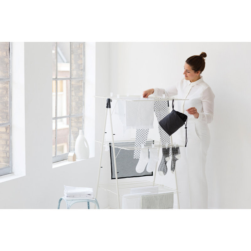 HangOn Metal Foldable Gullwing Drying Rack, White