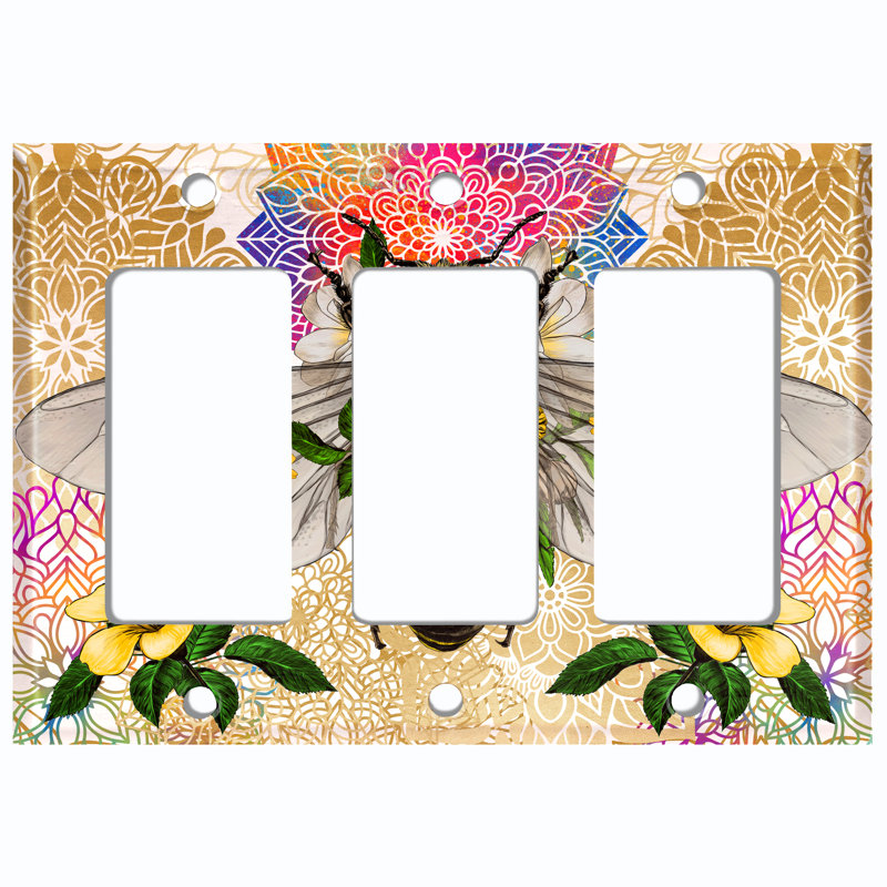 Patterned 3 - Gang Toggle Light Switch Standard Wall Plate