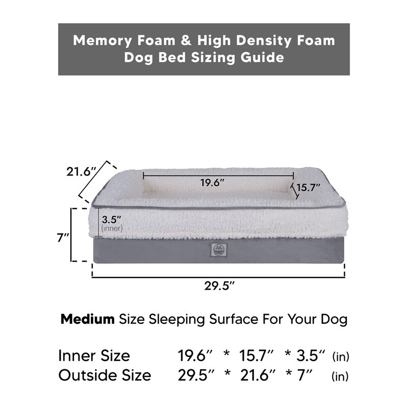 Jungolica Orthopedic Pet Bed, 75cm H x 55cm W x 19cm D, Grey