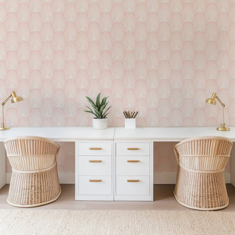 Plume Carlyle - Papier peint, Rose corail, Papier de qualité supérieure, Non-Pasted