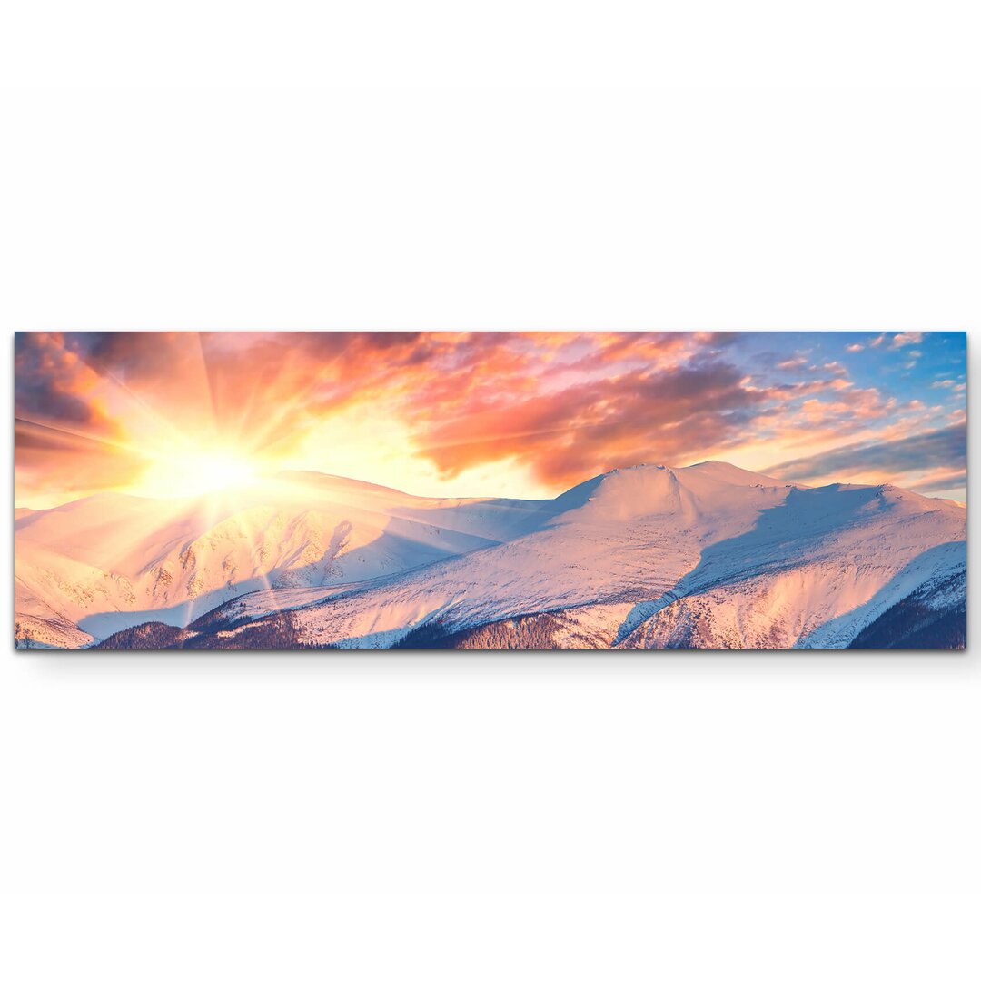 Leinwandbild Winterlandschaft beim Sonnenaufgang