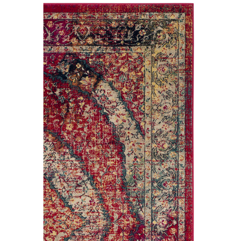Tapis oriental fuchsia / ivoire Annette, Rectangle 9 pi x 12 pi