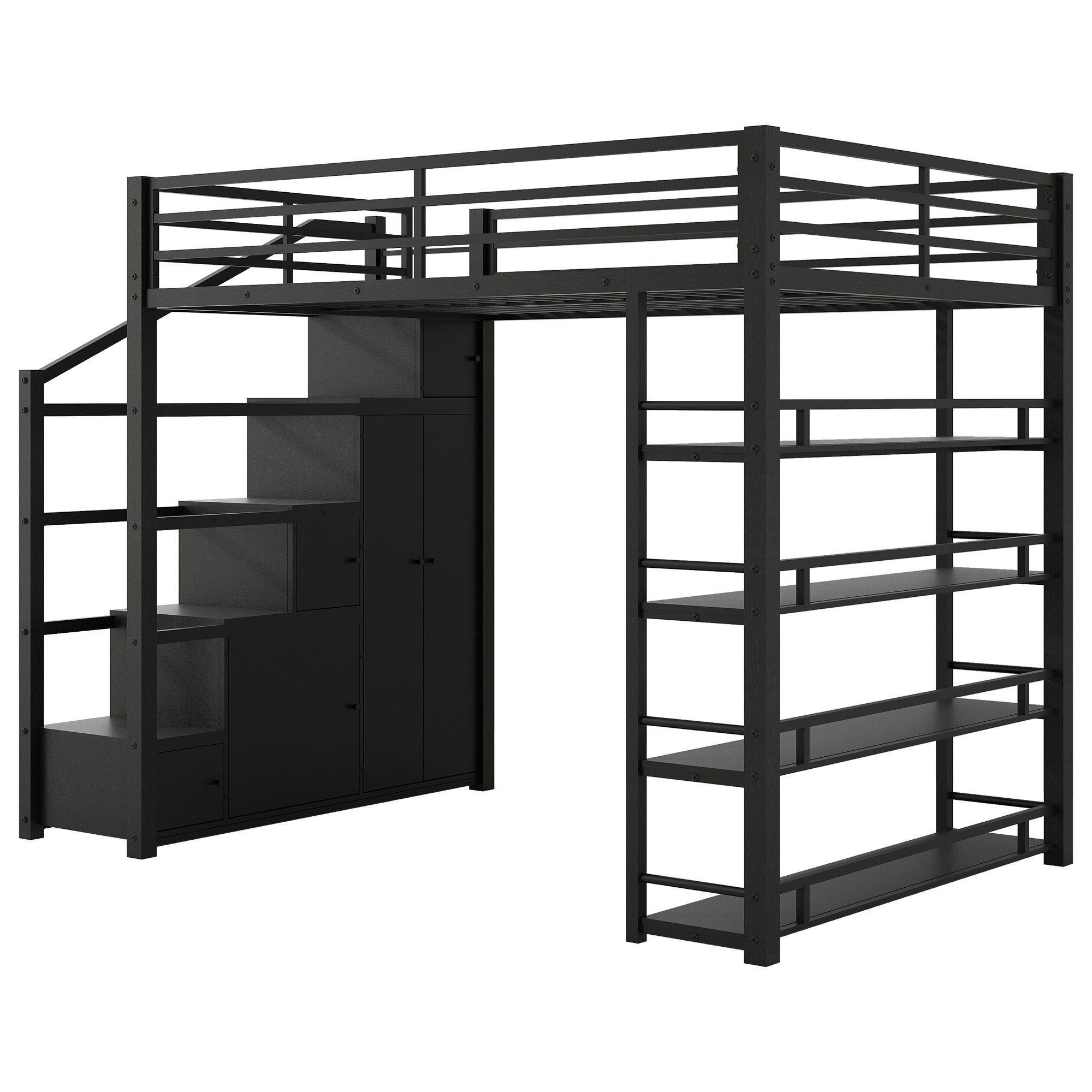 Black Metal Loft Bed