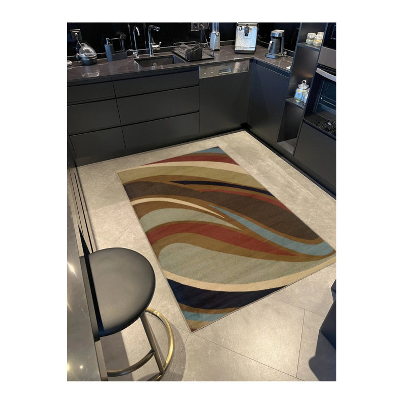 Tapis tissé à motif ondulé Evrim, Tapis de couloir 2 pi 6 po x 9 pi 11 po