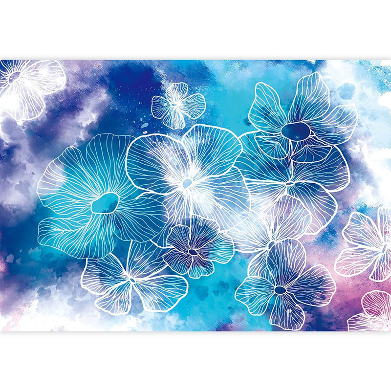 Murale fleurs de la jungle Tie-Dye, L 100 po x l 144 po