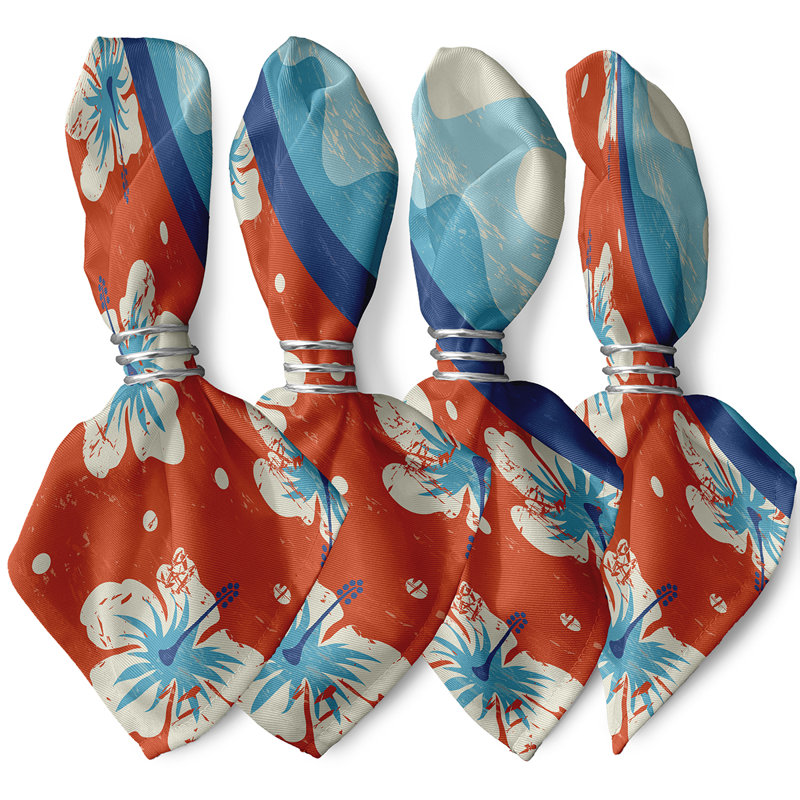 Caire Polyester Floral Square Napkin, 18" W x 18" L, Orange