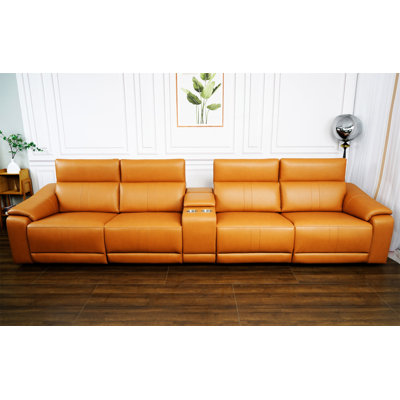 Canapé modulaire en cuir 5 pièces avec 2 porte-gobelets et canapé modulaire confortable pour le salon