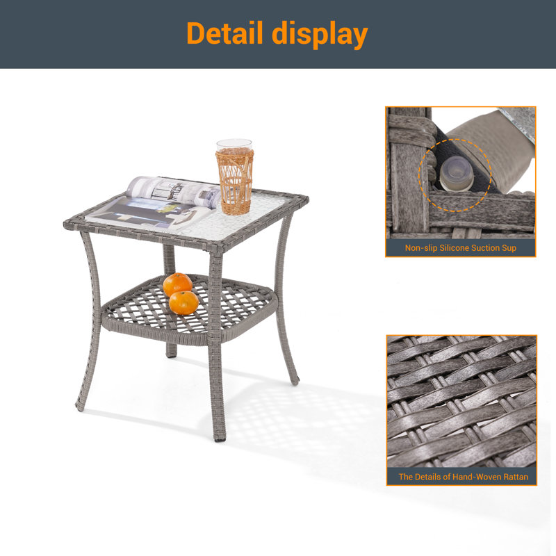 Charlean Square Metal Outdoor Side Table , 18'' in. W 18'' in. D, Gray