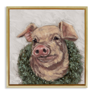 Cochon avec couronne de vacances, art mural par Sara G. Designs