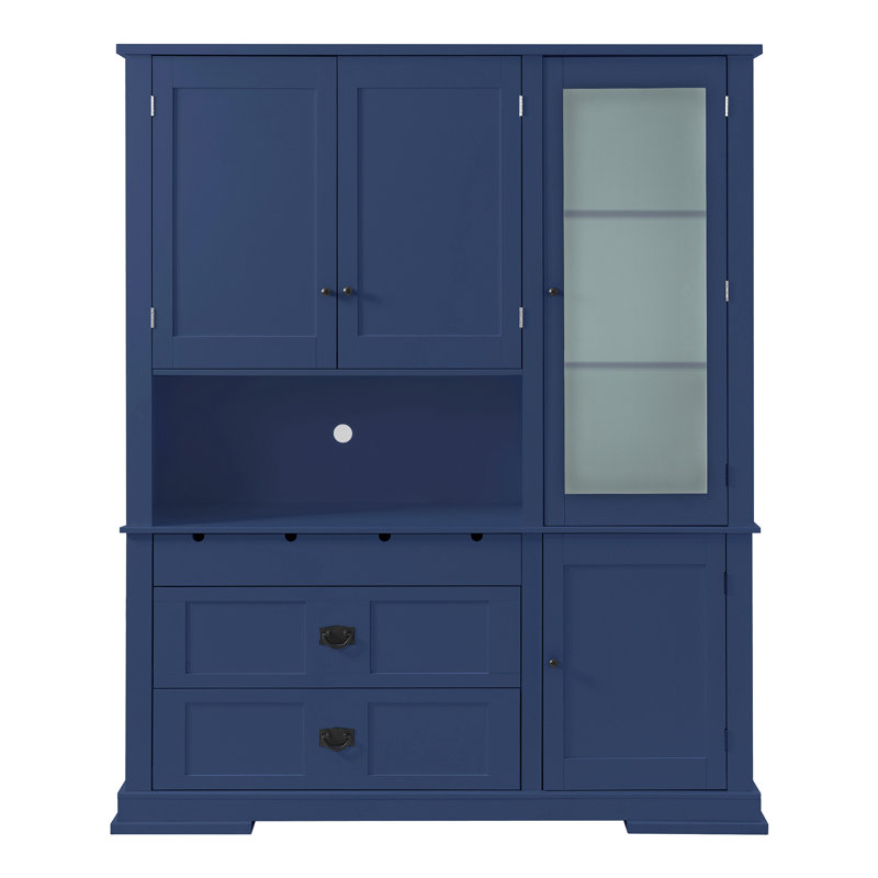 Armoire décorative autoportante, garde-manger avec tiroirs et tablettes réglables, Bleu
