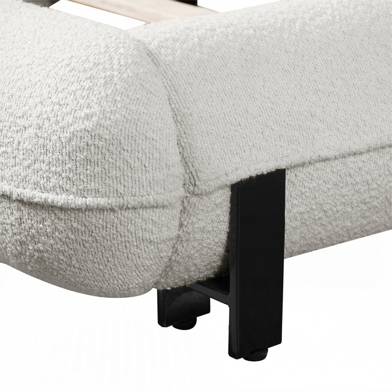 Structure de lit rembourrée avec tissu bouclé et pieds en acier procurant confort, durabilité et esthétique moderne à votre chambre à coucher